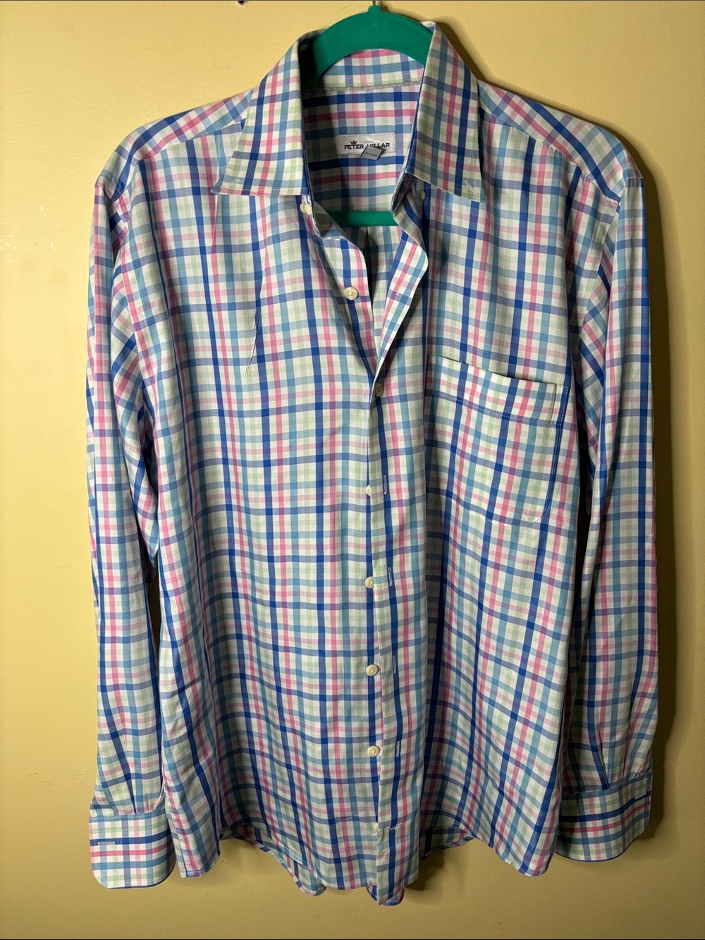 Peter Millar Pastel Plaid Button-Up Shirt - Blue, Pink, Green